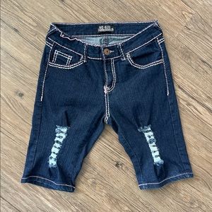 Defect BE-GIRL Ripped Jean Shorts size 9/10 some pulled string